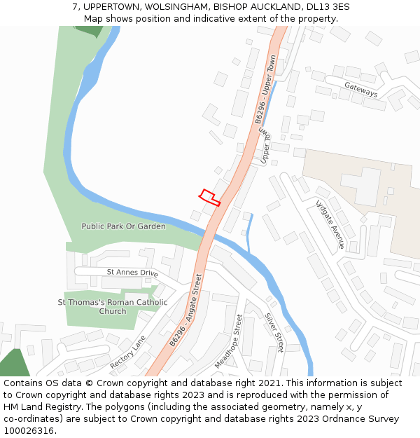 7, UPPERTOWN, WOLSINGHAM, BISHOP AUCKLAND, DL13 3ES: Location map and indicative extent of plot