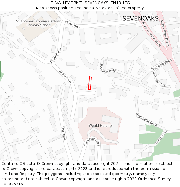7, VALLEY DRIVE, SEVENOAKS, TN13 1EG: Location map and indicative extent of plot