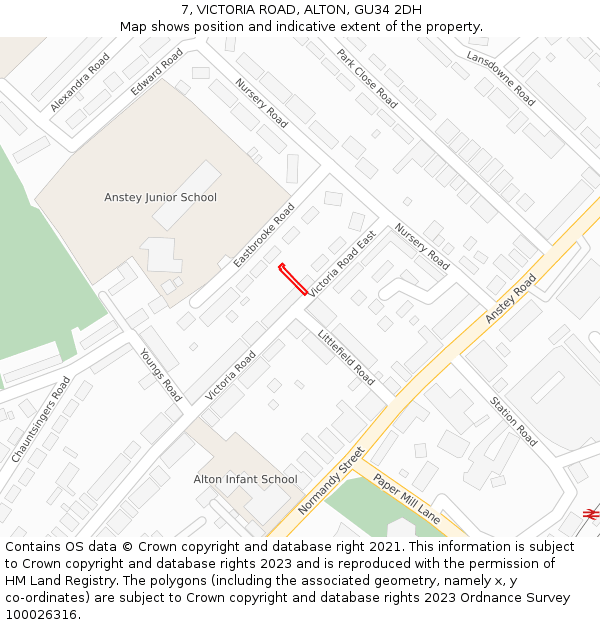 7, VICTORIA ROAD, ALTON, GU34 2DH: Location map and indicative extent of plot