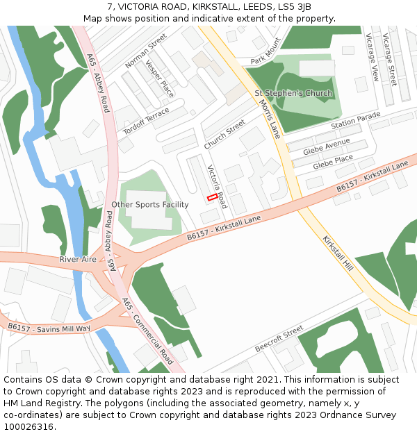 7, VICTORIA ROAD, KIRKSTALL, LEEDS, LS5 3JB: Location map and indicative extent of plot