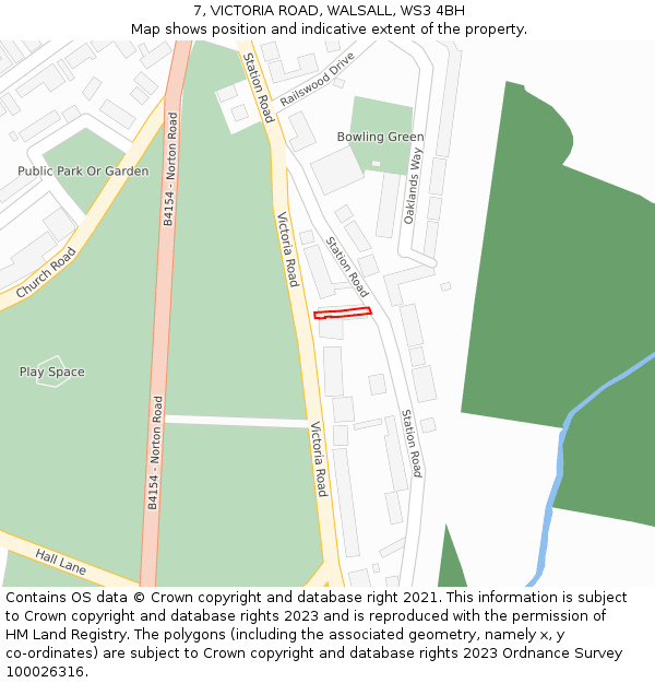 7, VICTORIA ROAD, WALSALL, WS3 4BH: Location map and indicative extent of plot
