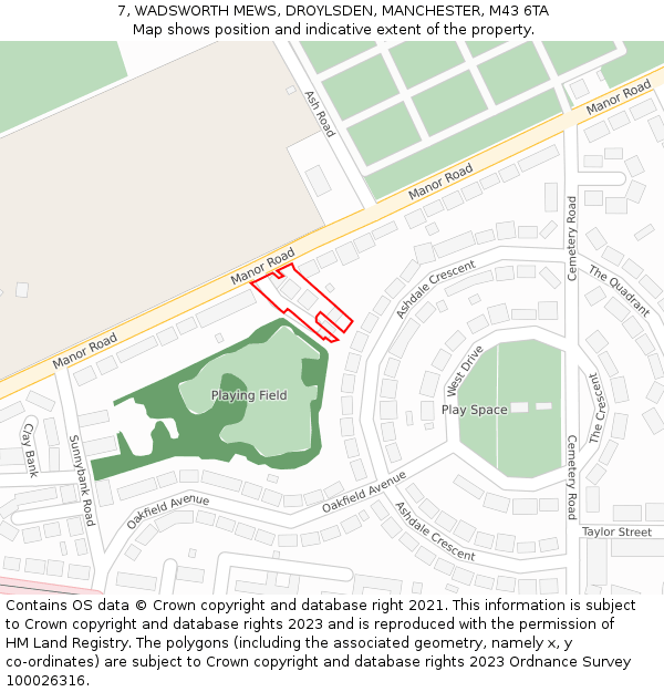 7, WADSWORTH MEWS, DROYLSDEN, MANCHESTER, M43 6TA: Location map and indicative extent of plot