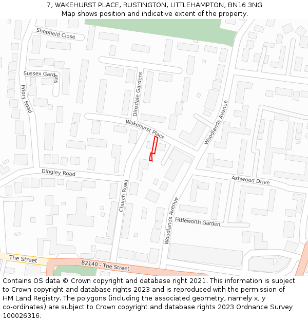 7, WAKEHURST PLACE, RUSTINGTON, LITTLEHAMPTON, BN16 3NG: Location map and indicative extent of plot