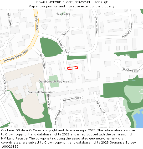 7, WALLINGFORD CLOSE, BRACKNELL, RG12 9JE: Location map and indicative extent of plot