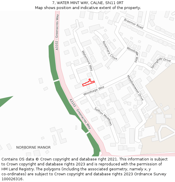 7, WATER MINT WAY, CALNE, SN11 0RT: Location map and indicative extent of plot