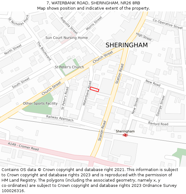7, WATERBANK ROAD, SHERINGHAM, NR26 8RB: Location map and indicative extent of plot