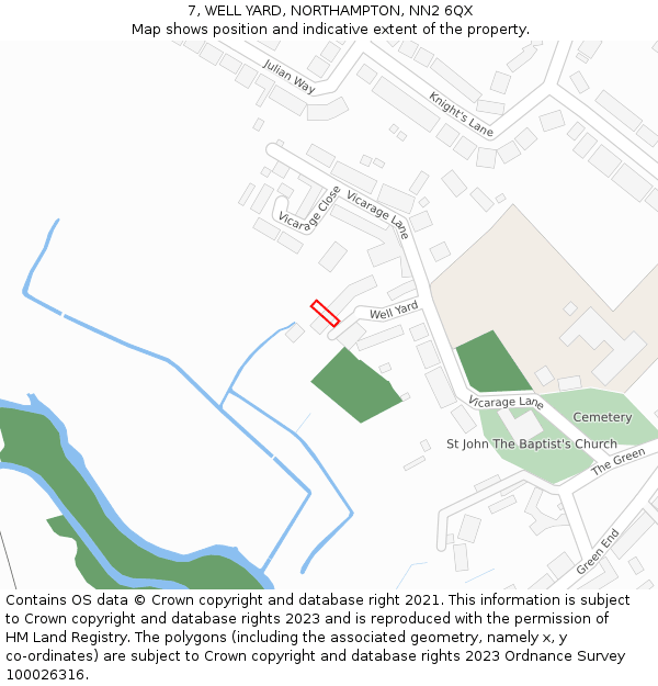 7, WELL YARD, NORTHAMPTON, NN2 6QX: Location map and indicative extent of plot