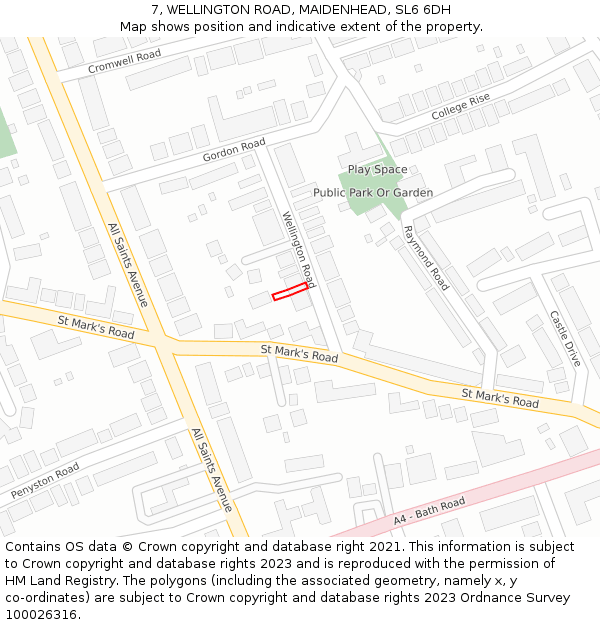 7, WELLINGTON ROAD, MAIDENHEAD, SL6 6DH: Location map and indicative extent of plot
