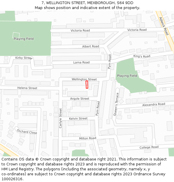 7, WELLINGTON STREET, MEXBOROUGH, S64 9DD: Location map and indicative extent of plot