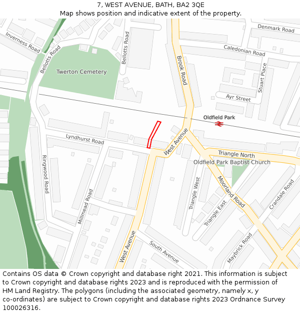 7, WEST AVENUE, BATH, BA2 3QE: Location map and indicative extent of plot