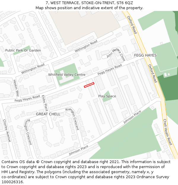 7, WEST TERRACE, STOKE-ON-TRENT, ST6 6QZ: Location map and indicative extent of plot