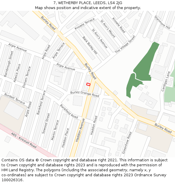 7, WETHERBY PLACE, LEEDS, LS4 2JG: Location map and indicative extent of plot
