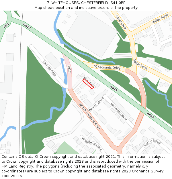 7, WHITEHOUSES, CHESTERFIELD, S41 0RP: Location map and indicative extent of plot