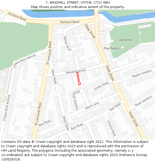 7, WINDMILL STREET, HYTHE, CT21 6BH: Location map and indicative extent of plot