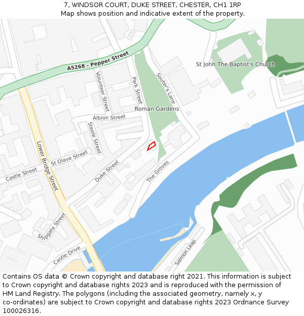 7, WINDSOR COURT, DUKE STREET, CHESTER, CH1 1RP: Location map and indicative extent of plot