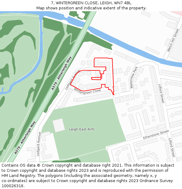7, WINTERGREEN CLOSE, LEIGH, WN7 4BL: Location map and indicative extent of plot