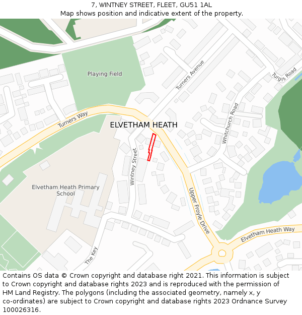 7, WINTNEY STREET, FLEET, GU51 1AL: Location map and indicative extent of plot