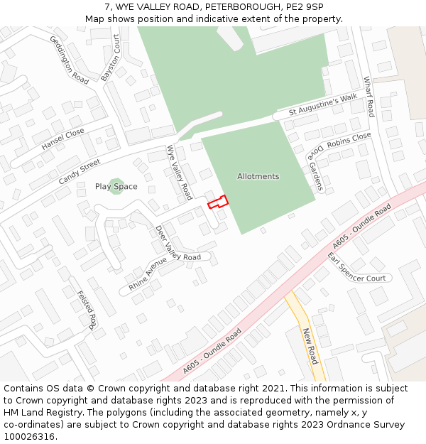 7, WYE VALLEY ROAD, PETERBOROUGH, PE2 9SP: Location map and indicative extent of plot