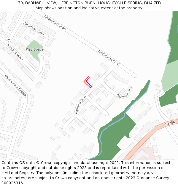 70, BARNWELL VIEW, HERRINGTON BURN, HOUGHTON LE SPRING, DH4 7FB: Location map and indicative extent of plot