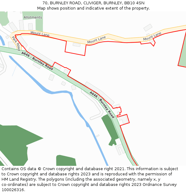 70, BURNLEY ROAD, CLIVIGER, BURNLEY, BB10 4SN: Location map and indicative extent of plot