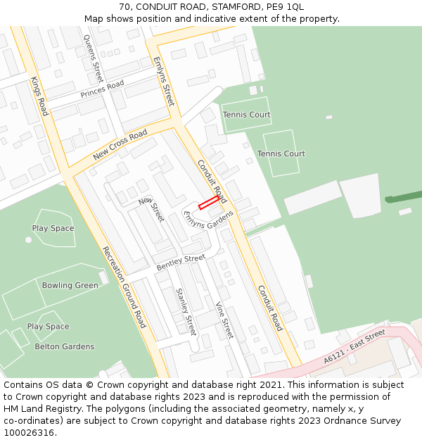 70, CONDUIT ROAD, STAMFORD, PE9 1QL: Location map and indicative extent of plot