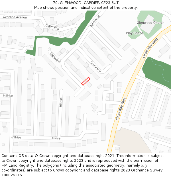 70, GLENWOOD, CARDIFF, CF23 6UT: Location map and indicative extent of plot