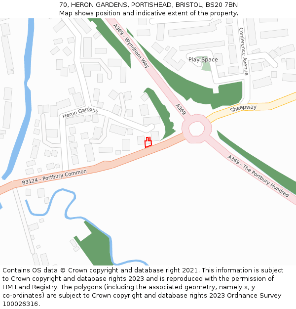 70, HERON GARDENS, PORTISHEAD, BRISTOL, BS20 7BN: Location map and indicative extent of plot