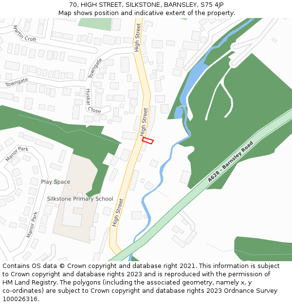 70, HIGH STREET, SILKSTONE, BARNSLEY, S75 4JP: Location map and indicative extent of plot