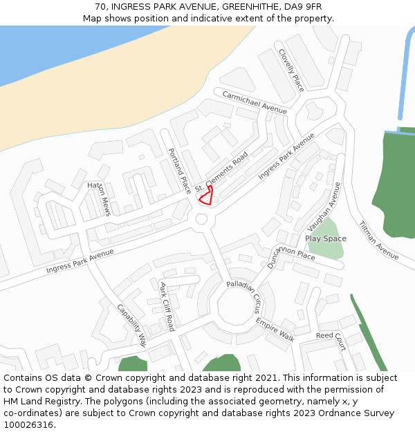 70, INGRESS PARK AVENUE, GREENHITHE, DA9 9FR: Location map and indicative extent of plot