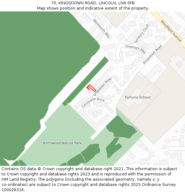 70, KINGSDOWN ROAD, LINCOLN, LN6 0FB: Location map and indicative extent of plot