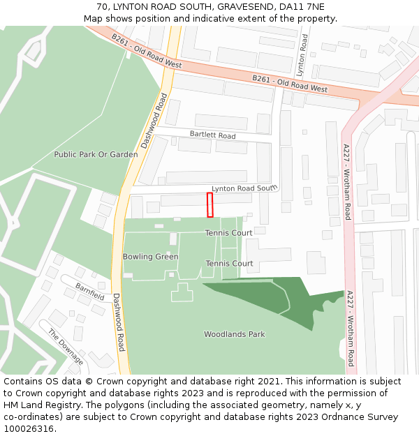 70, LYNTON ROAD SOUTH, GRAVESEND, DA11 7NE: Location map and indicative extent of plot