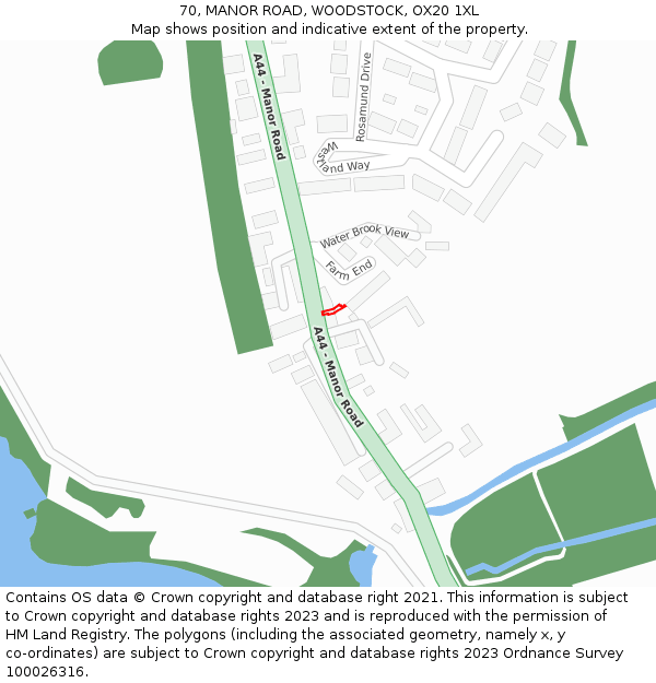70, MANOR ROAD, WOODSTOCK, OX20 1XL: Location map and indicative extent of plot