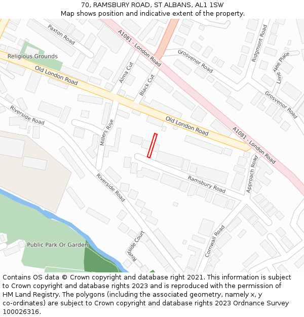 70, RAMSBURY ROAD, ST ALBANS, AL1 1SW: Location map and indicative extent of plot