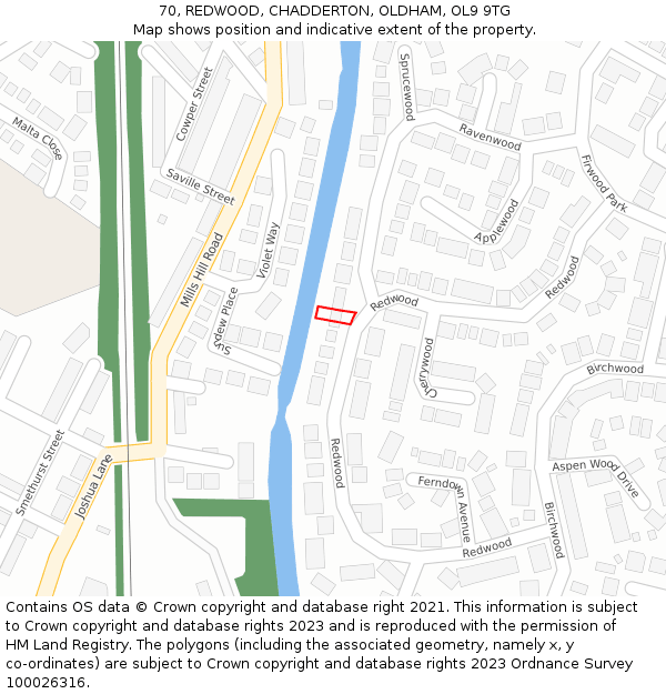 70, REDWOOD, CHADDERTON, OLDHAM, OL9 9TG: Location map and indicative extent of plot