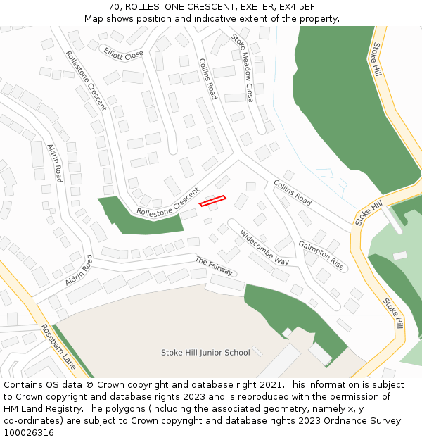 70, ROLLESTONE CRESCENT, EXETER, EX4 5EF: Location map and indicative extent of plot