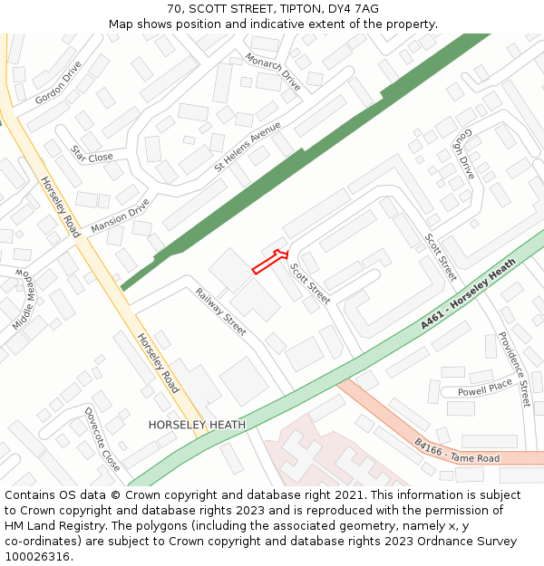 70, SCOTT STREET, TIPTON, DY4 7AG: Location map and indicative extent of plot