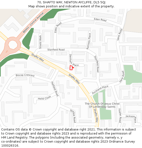 70, SHAFTO WAY, NEWTON AYCLIFFE, DL5 5QJ: Location map and indicative extent of plot