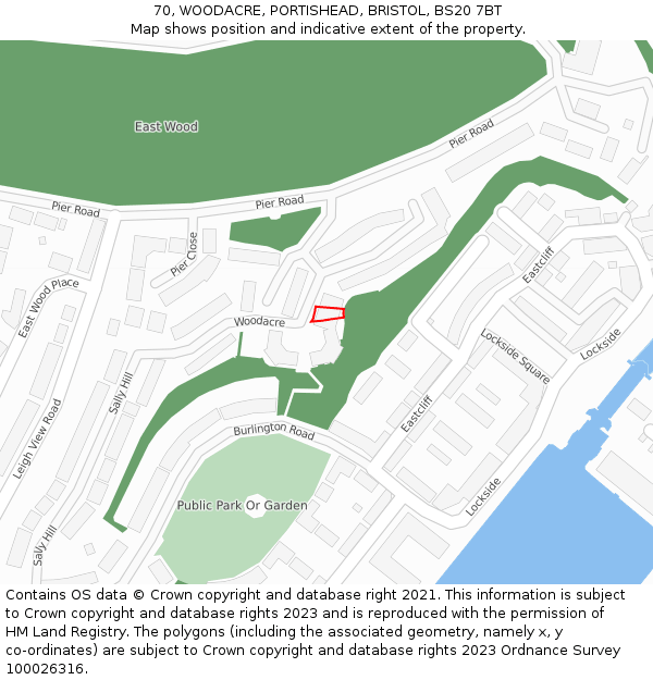 70, WOODACRE, PORTISHEAD, BRISTOL, BS20 7BT: Location map and indicative extent of plot
