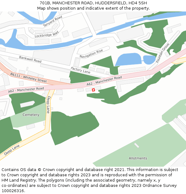 701B, MANCHESTER ROAD, HUDDERSFIELD, HD4 5SH: Location map and indicative extent of plot