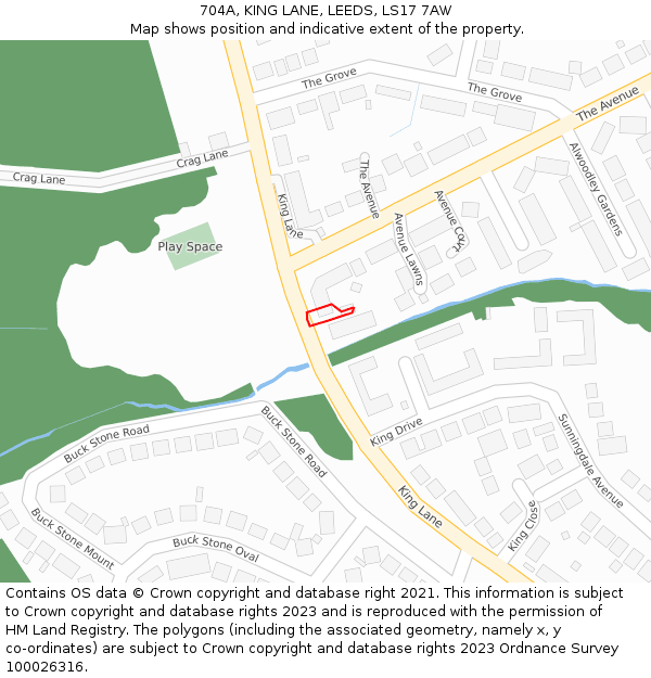 704A, KING LANE, LEEDS, LS17 7AW: Location map and indicative extent of plot