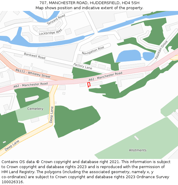 707, MANCHESTER ROAD, HUDDERSFIELD, HD4 5SH: Location map and indicative extent of plot