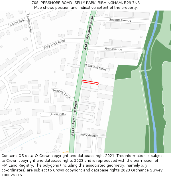 708, PERSHORE ROAD, SELLY PARK, BIRMINGHAM, B29 7NR: Location map and indicative extent of plot