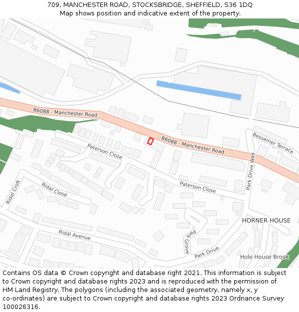 709, MANCHESTER ROAD, STOCKSBRIDGE, SHEFFIELD, S36 1DQ: Location map and indicative extent of plot