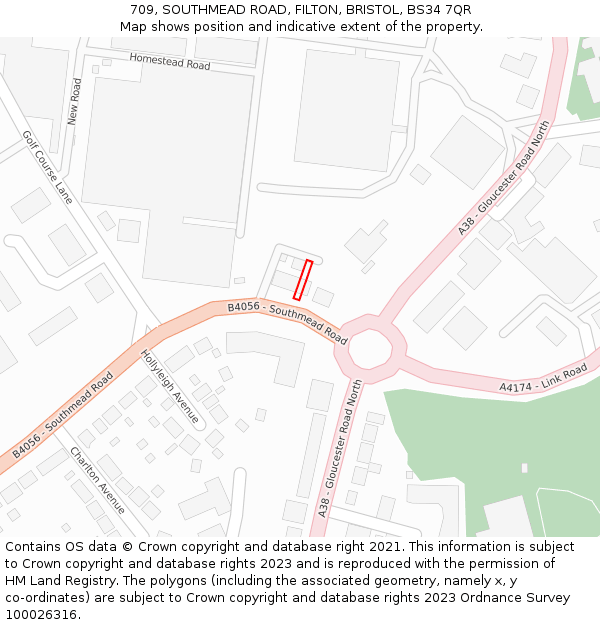 709, SOUTHMEAD ROAD, FILTON, BRISTOL, BS34 7QR: Location map and indicative extent of plot