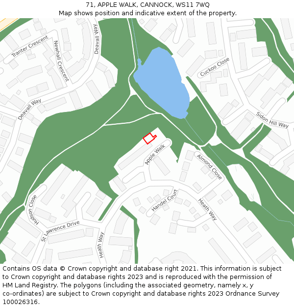 71, APPLE WALK, CANNOCK, WS11 7WQ: Location map and indicative extent of plot