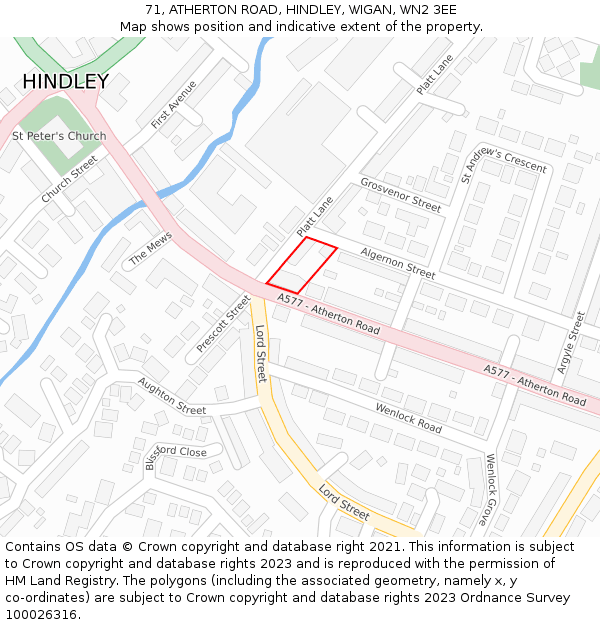 71, ATHERTON ROAD, HINDLEY, WIGAN, WN2 3EE: Location map and indicative extent of plot
