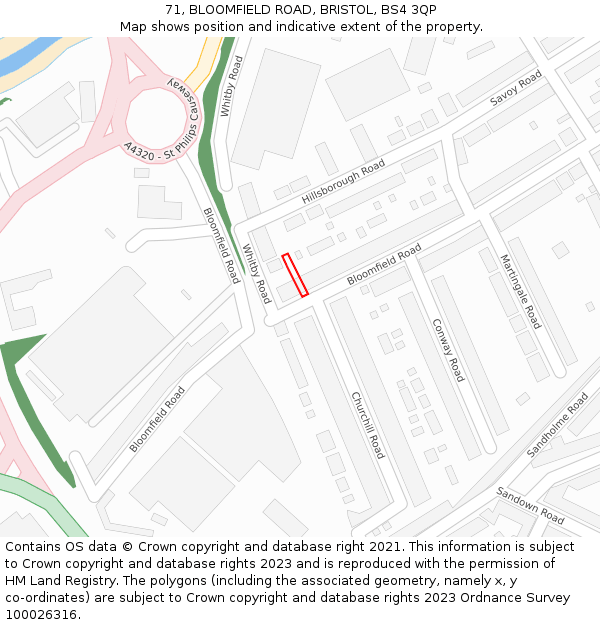 71, BLOOMFIELD ROAD, BRISTOL, BS4 3QP: Location map and indicative extent of plot