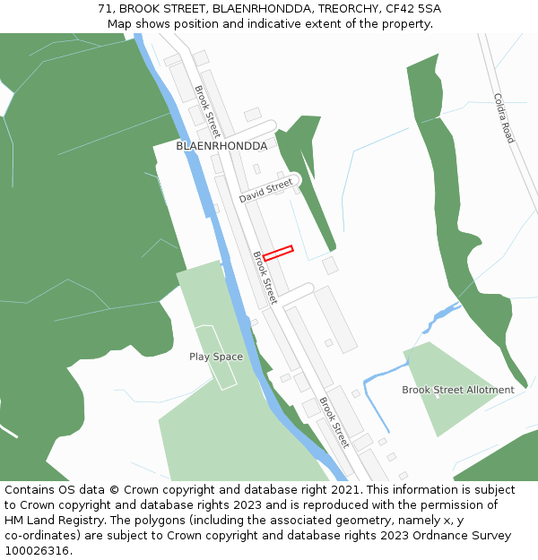 71, BROOK STREET, BLAENRHONDDA, TREORCHY, CF42 5SA: Location map and indicative extent of plot