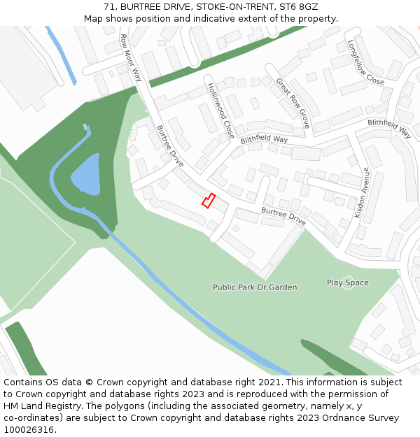 71, BURTREE DRIVE, STOKE-ON-TRENT, ST6 8GZ: Location map and indicative extent of plot