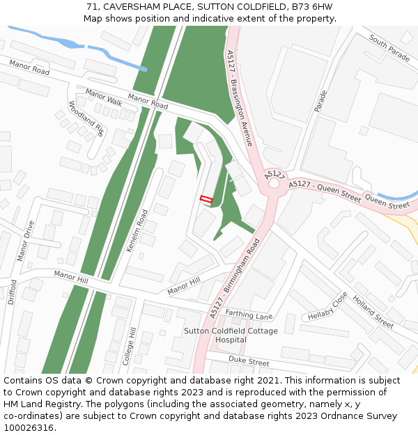 71, CAVERSHAM PLACE, SUTTON COLDFIELD, B73 6HW: Location map and indicative extent of plot
